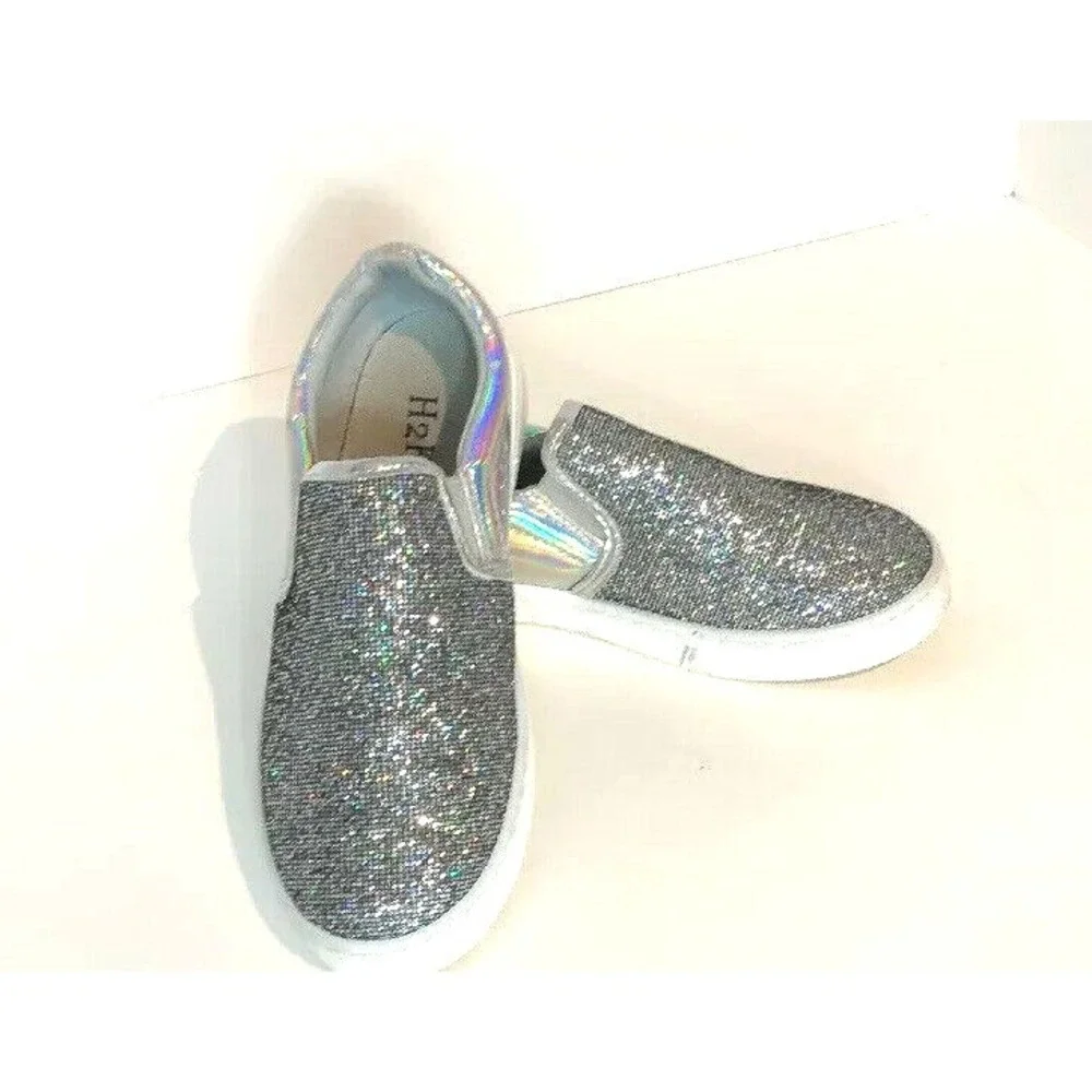 H2K Womens Size‎ 6 Silver Glitter Fashion Sneakers Casual Shoes